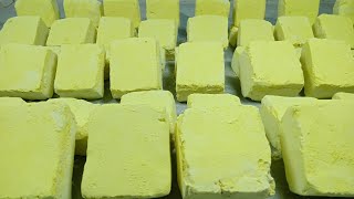 Soft Yellow gym chalk blocks  Crushing  Crispy  Crunchy  Satisfying  ASMR [upl. by Esital]