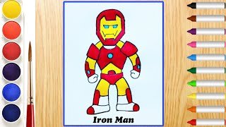 How To Draw Iron Man Easy ❤️💙 Iron man drawing full body [upl. by Ahsiekrats]