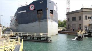 Cargo ship timelapse passing through Welland Canal HD [upl. by Lubin881]