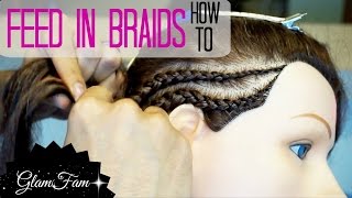 How to do FEED IN BRAIDS for beginners [upl. by Maxantia]