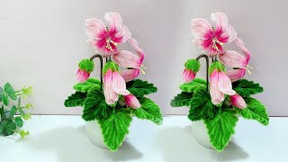 How to Make Beautiful flower with Pipe Cleaner  Cyclamen Flower  DIY Chenille Flowers [upl. by Yendroc656]