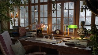 Victorian Home Office Ambience with Rumbling Thunderstorm and Rain Sounds [upl. by Castorina]