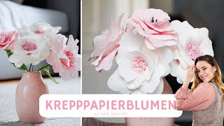 Blumen aus Papier Basten  DIY Rosen aus Krepppapier [upl. by Massey240]