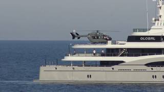 Motor Yacht GLOBAL video 1 Helicopter operation [upl. by Hardie]