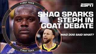 Shaq’s GOAT comments SPARK INTENSE DEBATE by Mad Dog 😂 🐐  First Take [upl. by Ttsepmet]