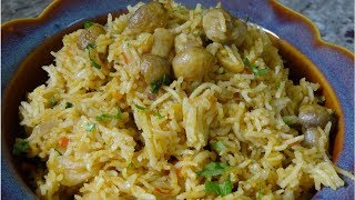 Delicious Nutritious Mushroom PulaoRice  Tasty Mushroom Biryani [upl. by Atinahs]