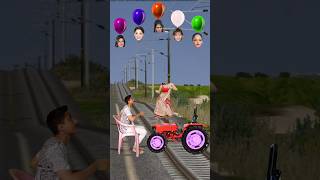 Funny cute dancing aunty vs tractor stop the highspeed train shortsfeed trendingshorts [upl. by Adriena]