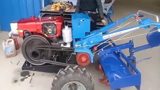 Electric Start 20HP Walk Behind Tractor with Grass Weeder for Africa Farm [upl. by Aihsar454]