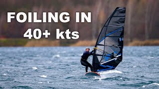 Testing my limits WINDFOILING in 40 knots [upl. by Roxanne]