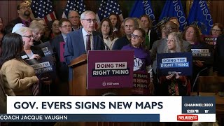 Wisconsin Gov Evers signs new legislative district maps [upl. by Evelin]