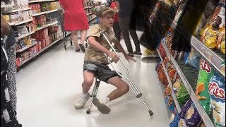 Falling With Crutches Prank [upl. by Hirsch860]