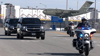 Five military planes bring President Bidens motorcade to San Francisco 🇺🇸 ✈️ 🚔 [upl. by Elylrac750]