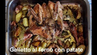 Pollo Galletto al forno con patate aperto croccante piatto facile e delizioso sempre un successo [upl. by Llenrap862]