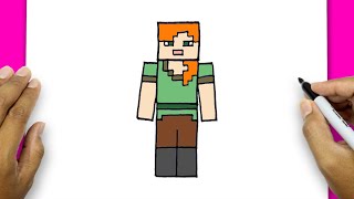 How To Draw Alex From Minecraft  Minecraft Drawing [upl. by Lamberto]