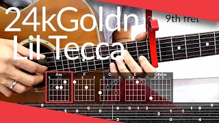 Prada 24kGoldn Lil Tecca Guitar Tutorial  Tab Chords [upl. by Yenrab]