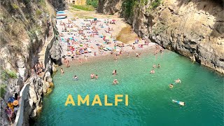 4K🇮🇹 Italy Summer Walk Amalfi Town in the morning🌅🩴amp Beautiful Beaches🏖️ on Amalfi Coast 2022 [upl. by Kendre]