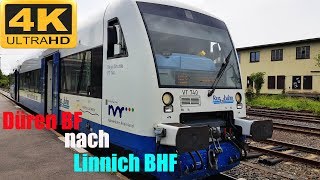 【4K】 Führerstandsmitfahrt Düren ZOB nach Linnich BHF mit Rurtalbahn über HuchemStammelnJulich [upl. by Jewell608]