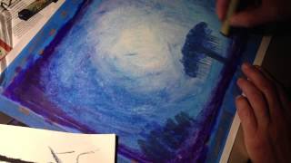 ClassPlan  painting oil pastel night forest ASMR art tutorial [upl. by Allerbag727]