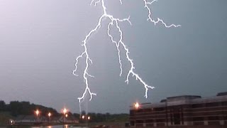 Close lightning strikes thunder with active storm in Bridgeport WV  2006 [upl. by Nonad]