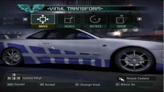 How to make 2 fast 2 furious Skyline vinyls in Need for Speed Carbon [upl. by Orecul]