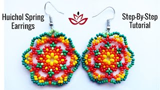 Spring Huichol Earrings Tutorial [upl. by Aihseuqram]