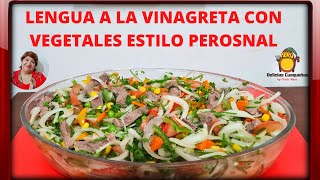 LENGUA A LA VINAGRETA CON VEGETALES RECETA ESTILO DELICIAS CUSQUEÑAS PERÚ COMIDA PERUANA [upl. by Ahsienot]