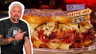 Guy Fieri Eats “World’s BEST” Pastrami Sandwich in Boston  Diners DriveIns amp Dives  Food Network [upl. by Godding]