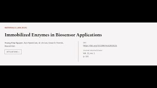 Immobilized Enzymes in Biosensor Applications  RTCLTV [upl. by Aleina710]