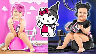 Makeover della Stanza Hello Kitty VS Kuromi Trasformazione per il Rientro a Scuola Nero VS Rosa [upl. by Laird86]