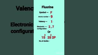 Fluorine valency electronic configuration atomic number and the number of shells short chemistry [upl. by Canada]