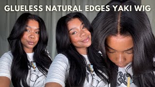 No Bald Cap Its Giving Silk Press Most Realistic Natural Edges Glueless Yaki Wig  Ft Hairvivi [upl. by Turpin]