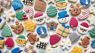 CHRISTMAS SUGAR COOKIES  Satisfying Cookie Decorating with Royal Icing [upl. by Acirema]