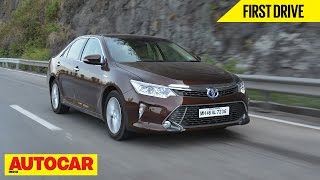 2015 Toyota Camry Hybrid  First Drive  Autocar India [upl. by Attiuqal]