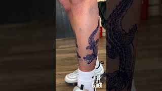 Twin Aligator tattoo shortsvideo blacktattoo blackworktattoo blackandgreytattoo tattoo [upl. by Eyllom443]