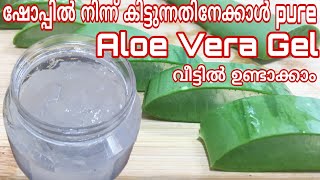 How to make കറ്റാർവാഴ aloe vera gel at home easly  Homemade aloevera gel in malayalam [upl. by Redleh]