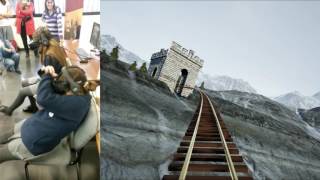 Funny reaction to virtual reality roller coaster by SimDesign [upl. by Brenn280]