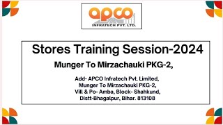 Apco Infratech Ltd Stores Training Session2024 At HO Vibhuti Khand Gomati Nagar Lucknow stores [upl. by Gunilla]