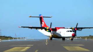 DAT ATR42 landing at Stord Airport [upl. by Ydneh72]