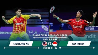 Alwi Farhan vs Cheam June Wei Macau Open 2024 Badminton R32 macauopen2024 [upl. by Atteynek]