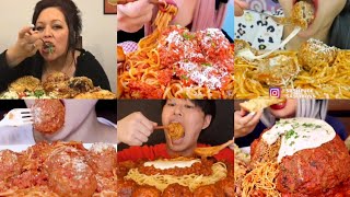 Cheesy Spaghetti and MeatBalls asmr Compilation SasMoxieBeastMinee RyomaCrunchyasmrSauceQueen [upl. by Angie364]