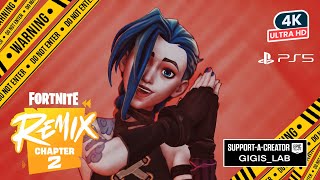 FORTNITE Chapter 2 REMIX ARCANE JINX Skin Showcase Before You Buy Gameplay Review PS5 4K HDR [upl. by Ennaerb]