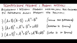 Le scomposizioni mediante i prodotti notevoli [upl. by Wendalyn]