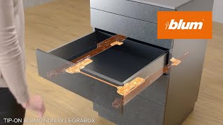 TIPON BLUMOTION for LEGRABOX Mechanical opening support system combined with soft close  Blum [upl. by Ehc]