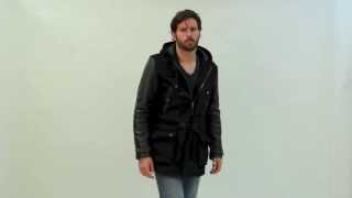 Dufflecoat en cuir et laine noir pour homme SCHOTT [upl. by Prady977]