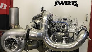 Billet 2JZ 3000 HP Brangers Racing Engines Compound Turbo 130 Pounds of Boost  Billet Head [upl. by Ettennor]