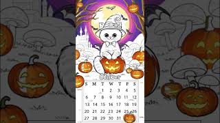 Cat Calendar Halloween colorbynumber colorbynumberapp halloween halloween2024 [upl. by Solegnave]