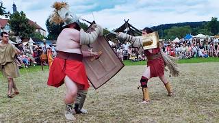 Gladiator fight  Murmillo vs Retiarius  Uprising in Großwallstadt [upl. by Ellehcyt152]