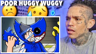 GameToons  HUGGY WUGGYS SAD ORIGIN STORY Poppy Playtime Animation reaction [upl. by Lewes]