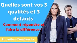 Entretien dembauche 3 qualités 3 défauts  COMMENT REPONDRE A CETTE QUESTION FACILEMENT [upl. by Tomasine]