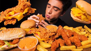 ASMR MUKBANG  KFC BURGERS 🍔 CHICKEN SANDWICHES 🍗 FRENCH FRIES 🍟 No Talking EATING [upl. by Gaspar]